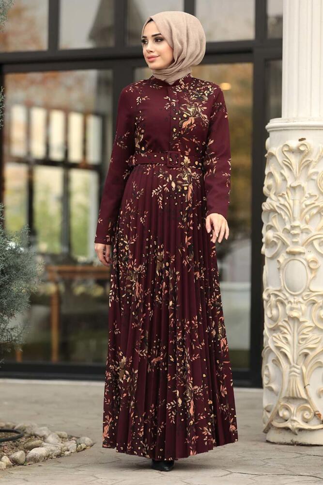 Rouge Bordeaux - Neva Style - Robe Hijab - 14532BR - 2