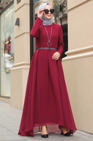 Rouge Bordeaux - Neva Style - Robe Hijab - 51231BR - Thumbnail