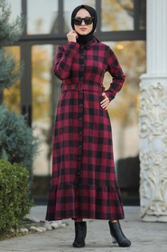 Rouge Bordeaux -Neva Style -Robe Hijab-80361BR - Thumbnail
