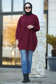 Rouge Bordeaux - Neva Style - Sweat-shirt Hijab - 3256BR - Thumbnail