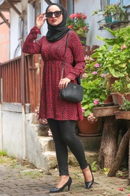 Rouge Bordeaux - Neva Style - Tunique Hijab - 33790BR - Thumbnail