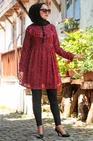 Rouge Bordeaux - Neva Style - Tunique Hijab - 34020BR - Thumbnail