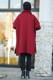 Rouge Bordeaux - Neva Style - Tunique Poncho Hijab - 453BR - Thumbnail