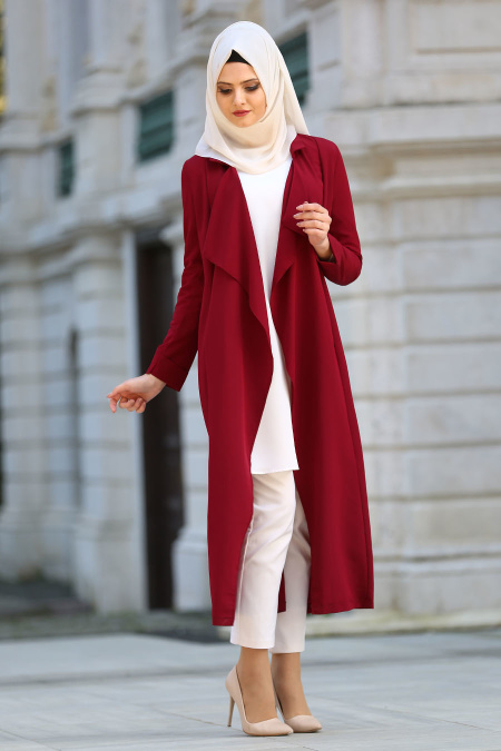 Rouge Bordeaux - New Kenza - Manteau Hijab 4965BR