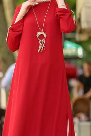 Rouge Bordeaux- New Kenza - Tunique Hijab 2172BR - Thumbnail