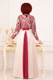 Rouge Bordeaux - Tesettürlü Abiye Elbise - Robes de Soirée 31001BR - Thumbnail