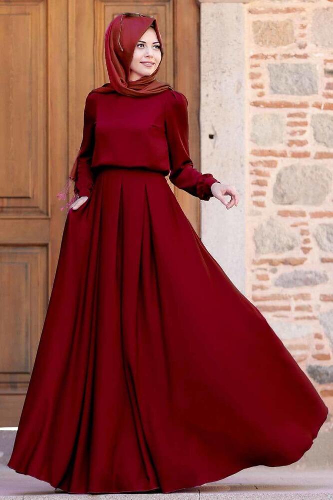 Rouge Bordeaux - Tesettürlü Abiye Elbise - Robes de Soirée Hijab 6753BR - 2
