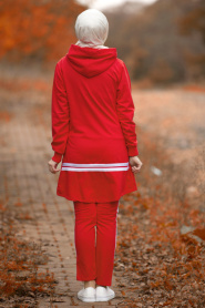 Rouge- Nayla Collection - Hijab ensemble décontracté 8917K - Thumbnail