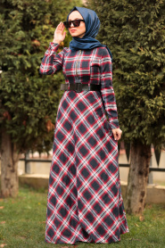 Rouge - Nayla Collection - Robe quotidienne Hijab 8387K - Thumbnail