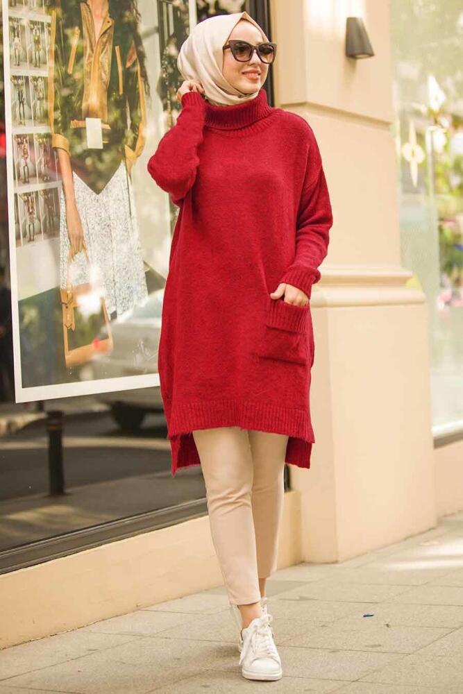 Rouge - Neva Style - Pull En Maille Hijab - 15679K - 1