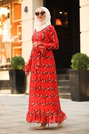 Rouge - Neva Style - Robe Hijab - 1393K - Thumbnail