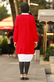 Rouge - Neva Style - Tunique En Tricot Hijab 15439K - Thumbnail