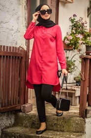 Rouge - Neva Style - Tunique Hijab - 34230K - Thumbnail