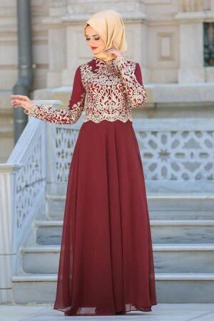 Rouge - Tesettür Abiye Elbise - Robe de Soirée 3224K - 1
