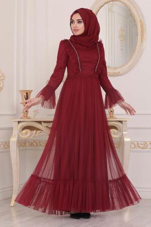 Rouge - Tesettürlü Abiye Elbise - Robe de Soirée Hijab - 38980K - 1