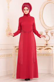 Rouge - Tesettürlü Abiye Elbise - Robes de Soirée 3622K - Thumbnail