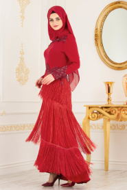 Rouge - Tesettürlü Abiye Elbise - Robes de Soirée 3634K - Thumbnail