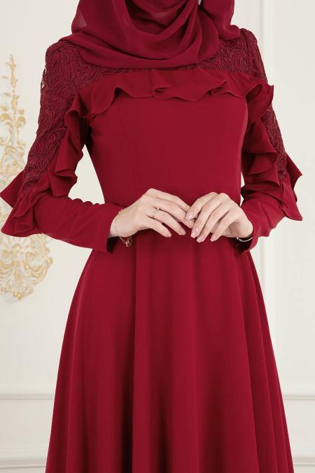 Rouge - Tesettürlü Abiye Elbise - Robes de Soirée 3746K - 3