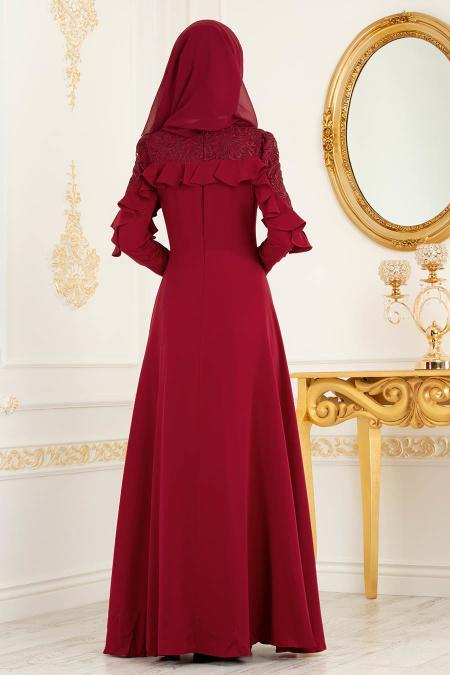 Rouge - Tesettürlü Abiye Elbise - Robes de Soirée 3746K - 4