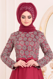 Rouge- Tesettürlü Abiye Elbise - Robes de Soirée Hijab 1937K - Thumbnail