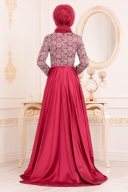 Rouge- Tesettürlü Abiye Elbise - Robes de Soirée Hijab 1937K - Thumbnail