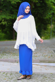 Royal Blue Hijab Skirt 709SX - Thumbnail