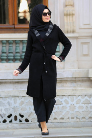 S-VUP - Black Hijab Trico Cardigan 40260S - Thumbnail