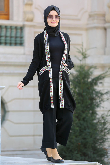 S-VUP - Black Hijab Trico Cardigan 42560S