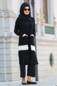 S-VUP - Black Hijab Trico Cardigan 6118S - Thumbnail
