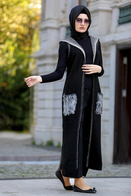 S-VUP - Black Hijab Vest 61160S