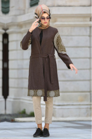S-VUP - Brown Hijab Coat 3905KH - Thumbnail