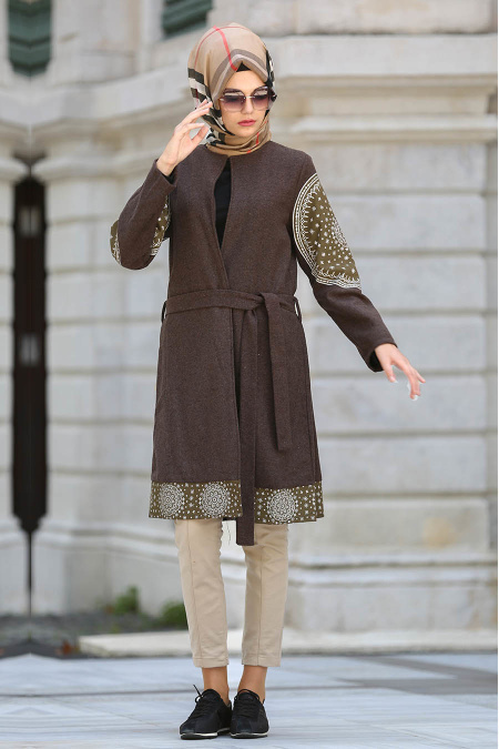 S-VUP - Brown Hijab Coat 3905KH