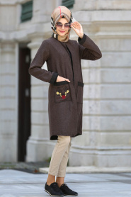 S-VUP - Brown Hijab Coat 40036KH - Thumbnail