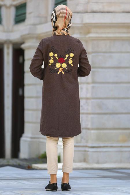 S-VUP - Brown Hijab Coat 40036KH - 2