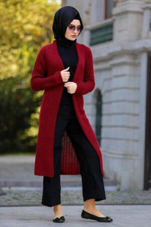 S-VUP - Claret Red Hijab Cardigan 42390BR - 1