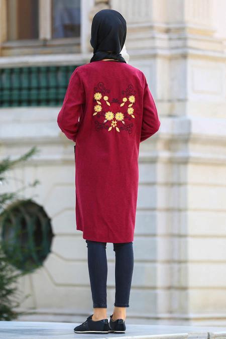 S-VUP - Claret Red Hijab Coat 40036BR - 2