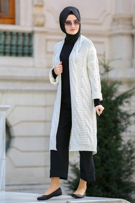 S-VUP - Ecru Hijab Cardigan 4292E - 1