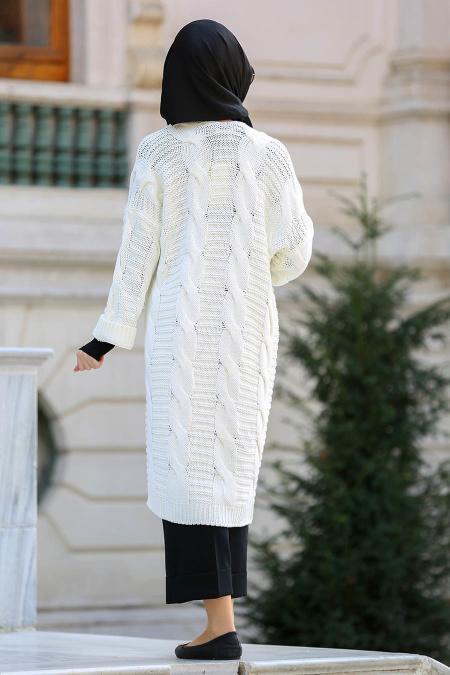S-VUP - Ecru Hijab Cardigan 4292E - 2