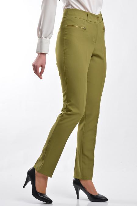 S-VUP - Fermuar Detaylı Yağ Yeşili Pantolon - 2