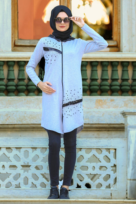 S-VUP - Grey Hijab Coat 3882GR