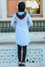 S-VUP - Grey Hijab Coat 3882GR - Thumbnail