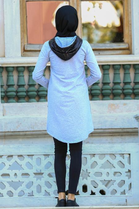 S-VUP - Grey Hijab Coat 3882GR - 2