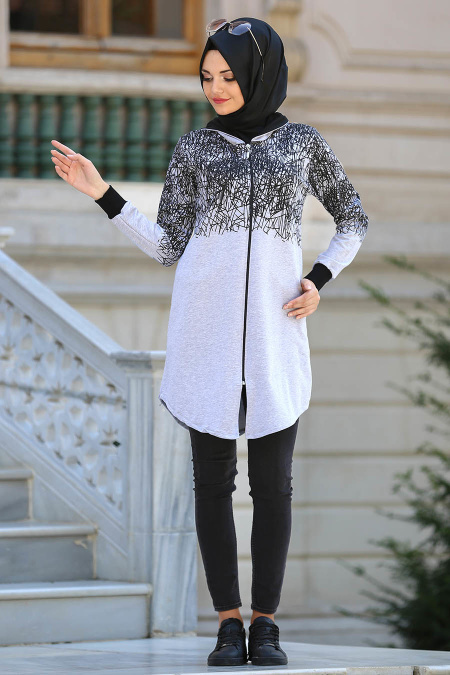 S-VUP - Grey Hijab Coat 3985GR