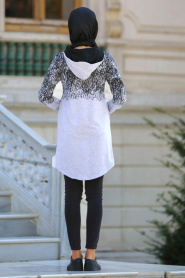S-VUP - Grey Hijab Coat 3985GR - Thumbnail