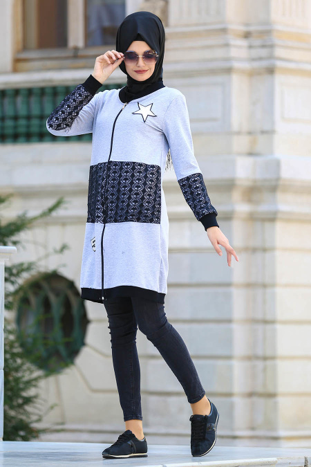S-VUP - Grey Hijab Coat 39880GR