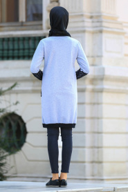 S-VUP - Grey Hijab Coat 39880GR - Thumbnail