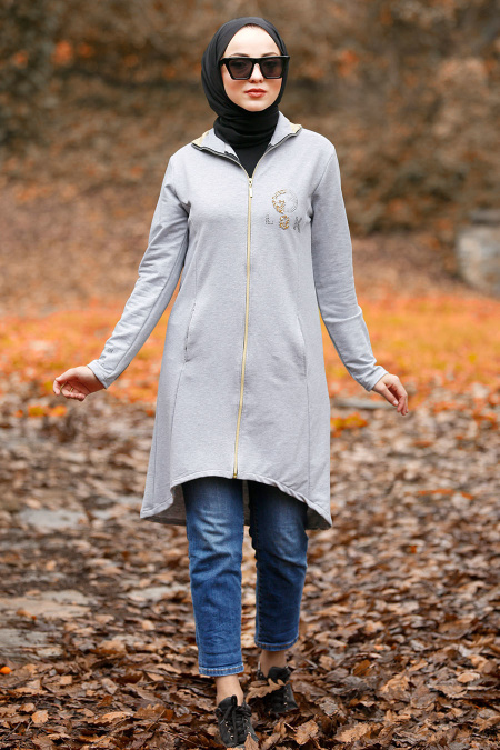 S-VUP - Grey Hijab Coat 40017GR