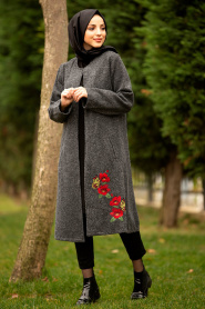 S-VUP - Grey Hijab Coat 40037GR - Thumbnail