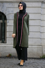 S-VUP - Khaki Hijab Trico Cardigan 4279HK - Thumbnail