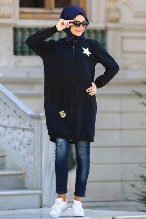 S-VUP - Navy Blue Hijab Coat 39880L - 1